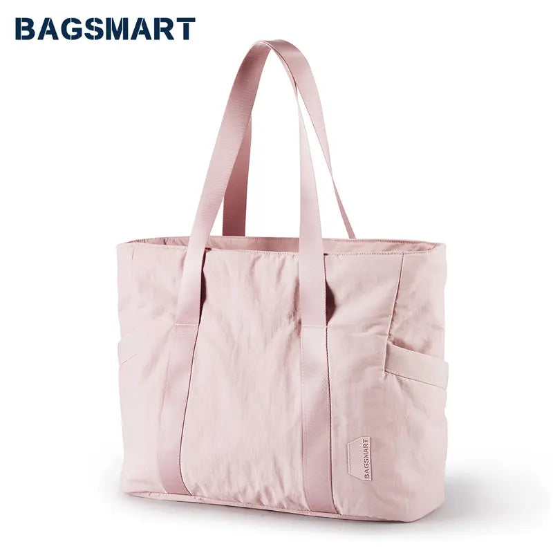 BAGSMART Women Tote Bag Shoulder Bag Top Handle Handbag with Yoga Mat Buckle for School, Gym, Work