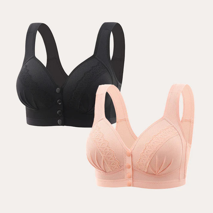 🎁Nieuw product 49% korting 💖Koop er 1 krijg er 1 gratis✨ Ademende katoenen bh met knoop aan de voorkant