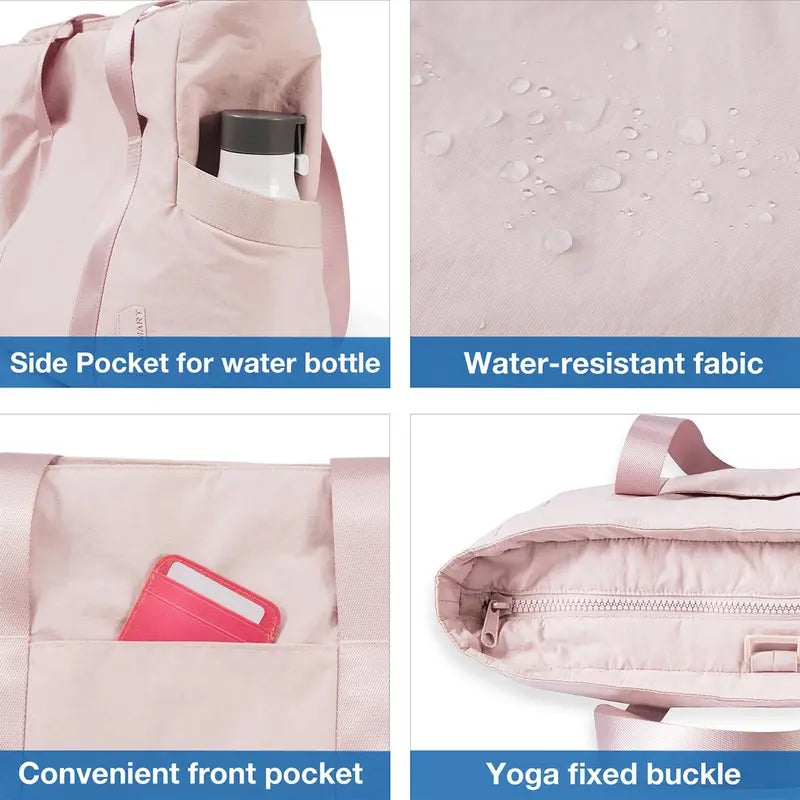 BAGSMART Women Tote Bag Shoulder Bag Top Handle Handbag with Yoga Mat Buckle for School, Gym, Work