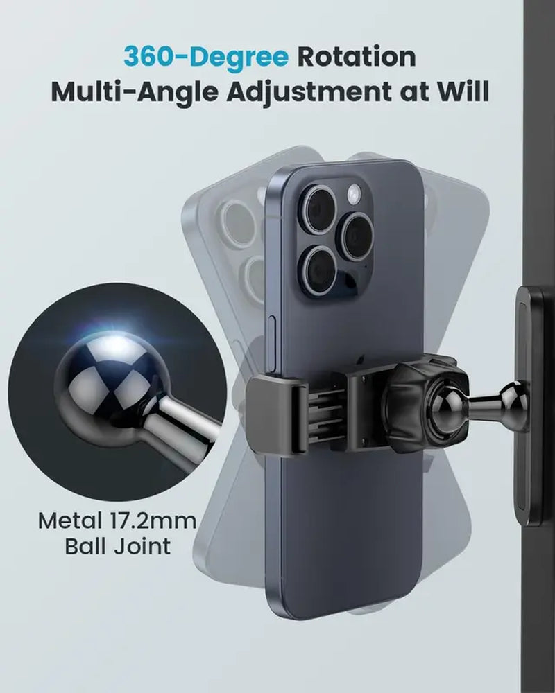 Gym Magnetic Phone Holder Mount , 360 Adjustable, Gym Accessories Compatible with 4.7-6.5" Smartphones for Iphone & Android, Cellphone Stand for Gym, Black, Fitness Must Have