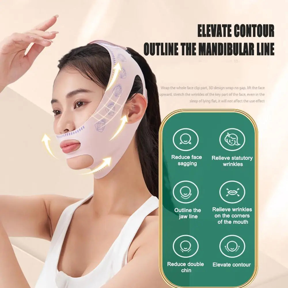 Kin- en Wangverkleiningsbandage, V-vormer, V-lijn Liftend Masker, Gezichtsliftend, Anti-rimpel Band, Slaapmasker, Schoonheid en Gezondheid