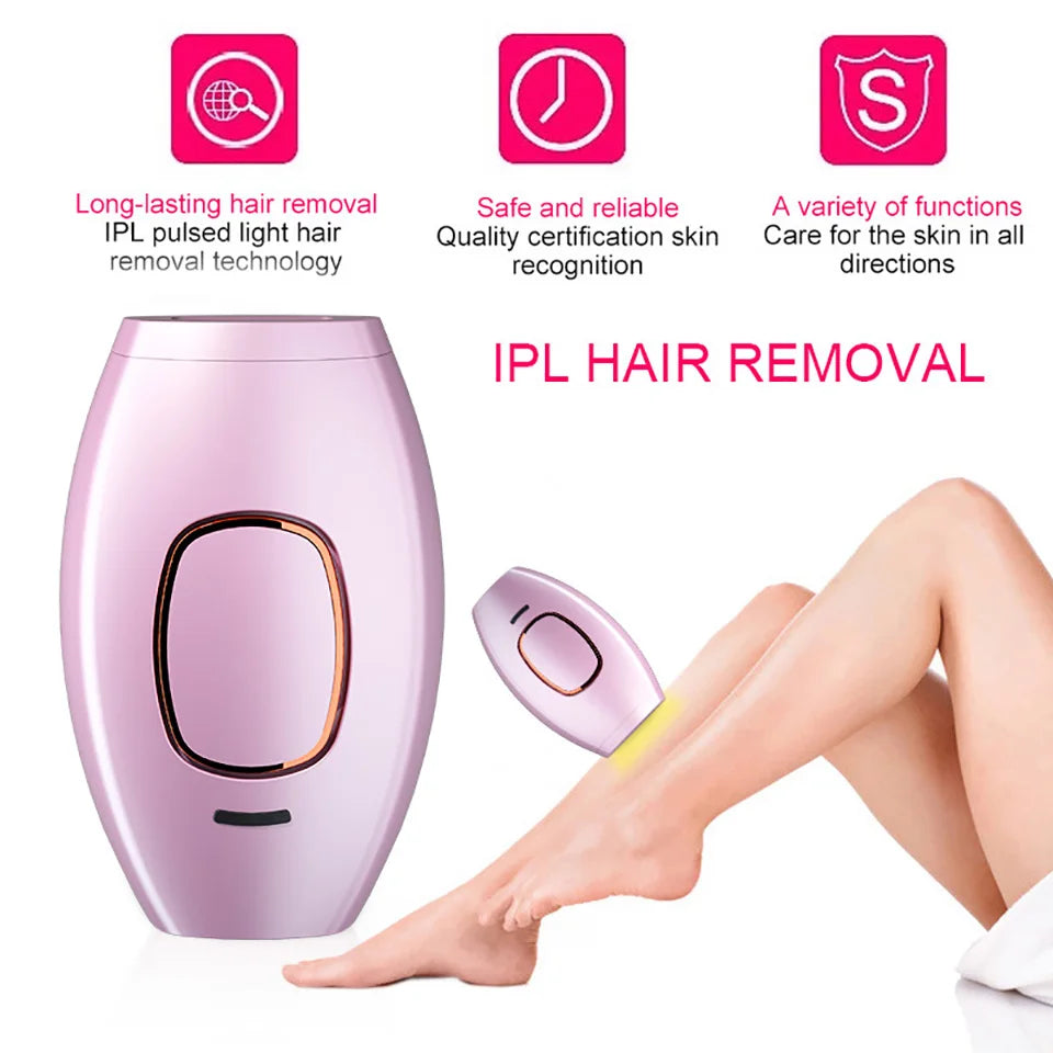 Haarverwijderaar voor lichaam en bikini, elektrische laser-epilator met pulsen, permanente laser-epilator, pijnloos voor vrouwen, thuisgebruik.