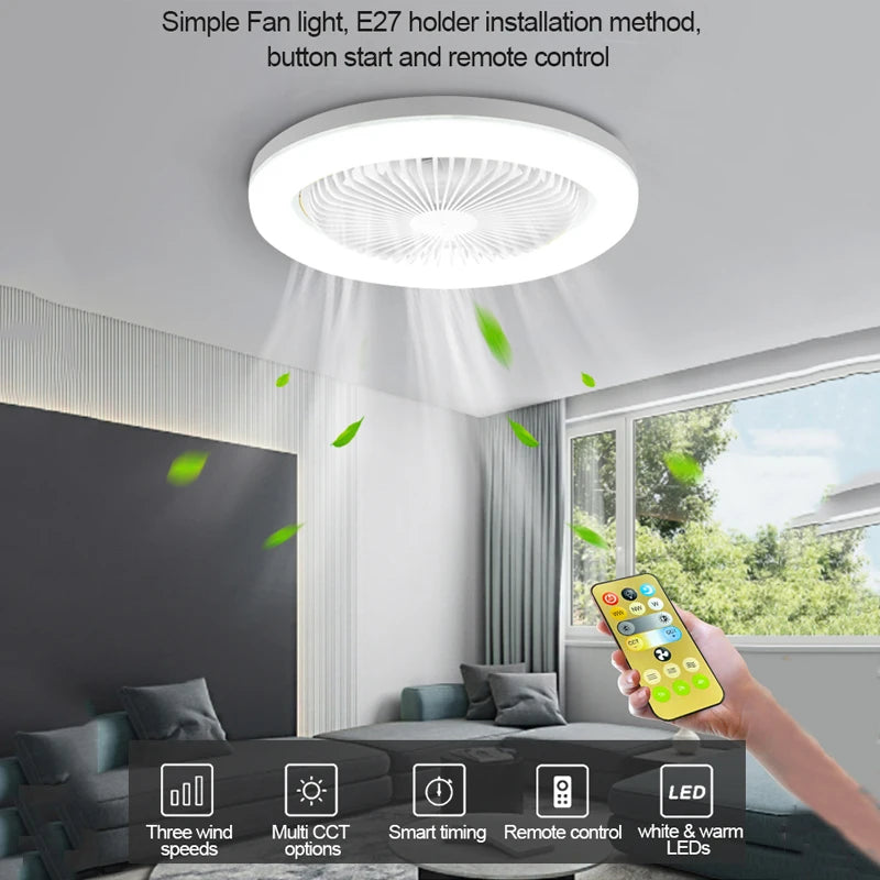 LED Plafondventilator met Verlichting en Afstandsbediening E27 LED Lamp Universele AC85V-265V Plafondlamp 2 in 1 Creatieve Verlichtingsventilator