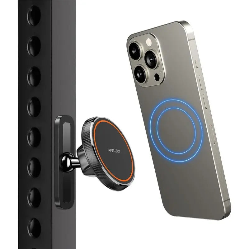 Gym Magnetic Phone Holder Mount , 360 Adjustable, Gym Accessories Compatible with 4.7-6.5" Smartphones for Iphone & Android, Cellphone Stand for Gym, Black, Fitness Must Have