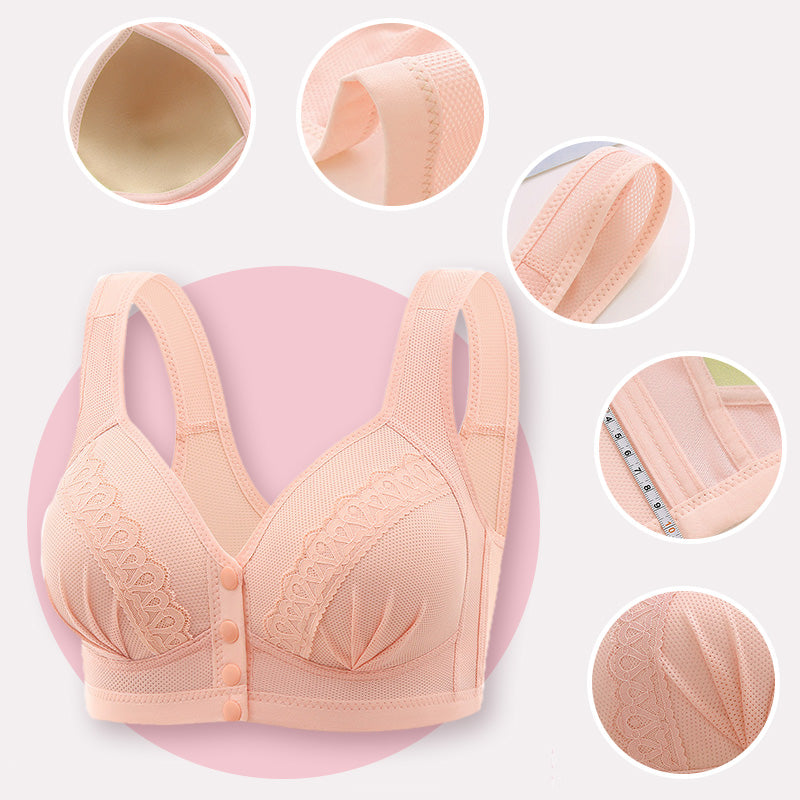 🎁Nieuw product 49% korting 💖Koop er 1 krijg er 1 gratis✨ Ademende katoenen bh met knoop aan de voorkant