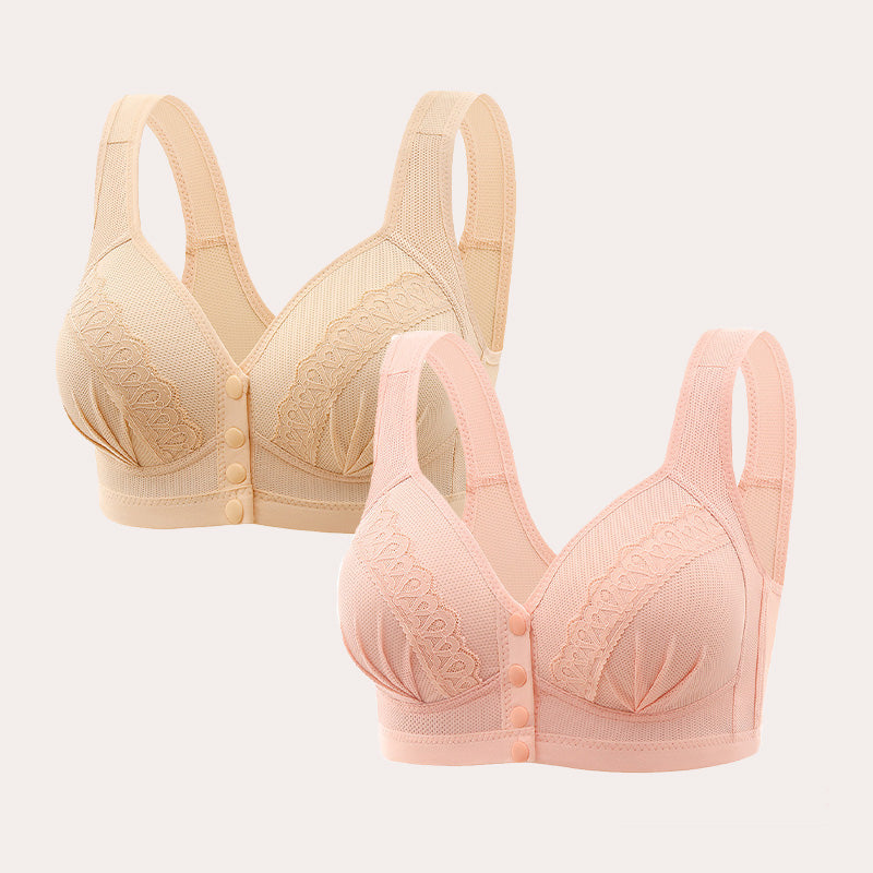🎁Nieuw product 49% korting 💖Koop er 1 krijg er 1 gratis✨ Ademende katoenen bh met knoop aan de voorkant