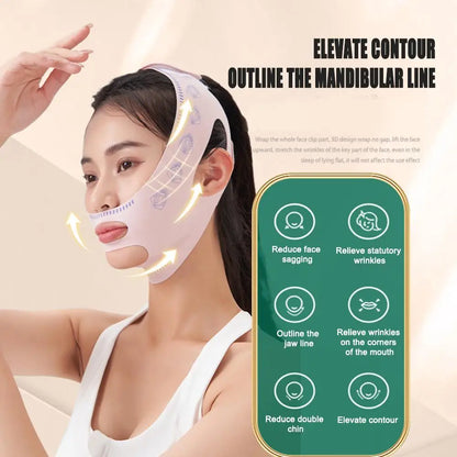 Kin- en Wangverkleiningsbandage, V-vormer, V-lijn Liftend Masker, Gezichtsliftend, Anti-rimpel Band, Slaapmasker, Schoonheid en Gezondheid