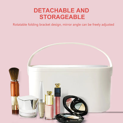 Make-up Organizer Doos met LED Verlichtingsspiegel, Draagbare Reismake-up Cosmetica Organizer, Touch Light Opslag Make-up Case
