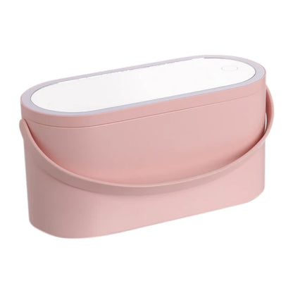 Make-up Organizer Doos met LED Verlichtingsspiegel, Draagbare Reismake-up Cosmetica Organizer, Touch Light Opslag Make-up Case